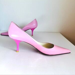 NWOB Michel Perry Pink Pointed Pumps Leather Italy 35.5 US5.5 Vintage Y2K